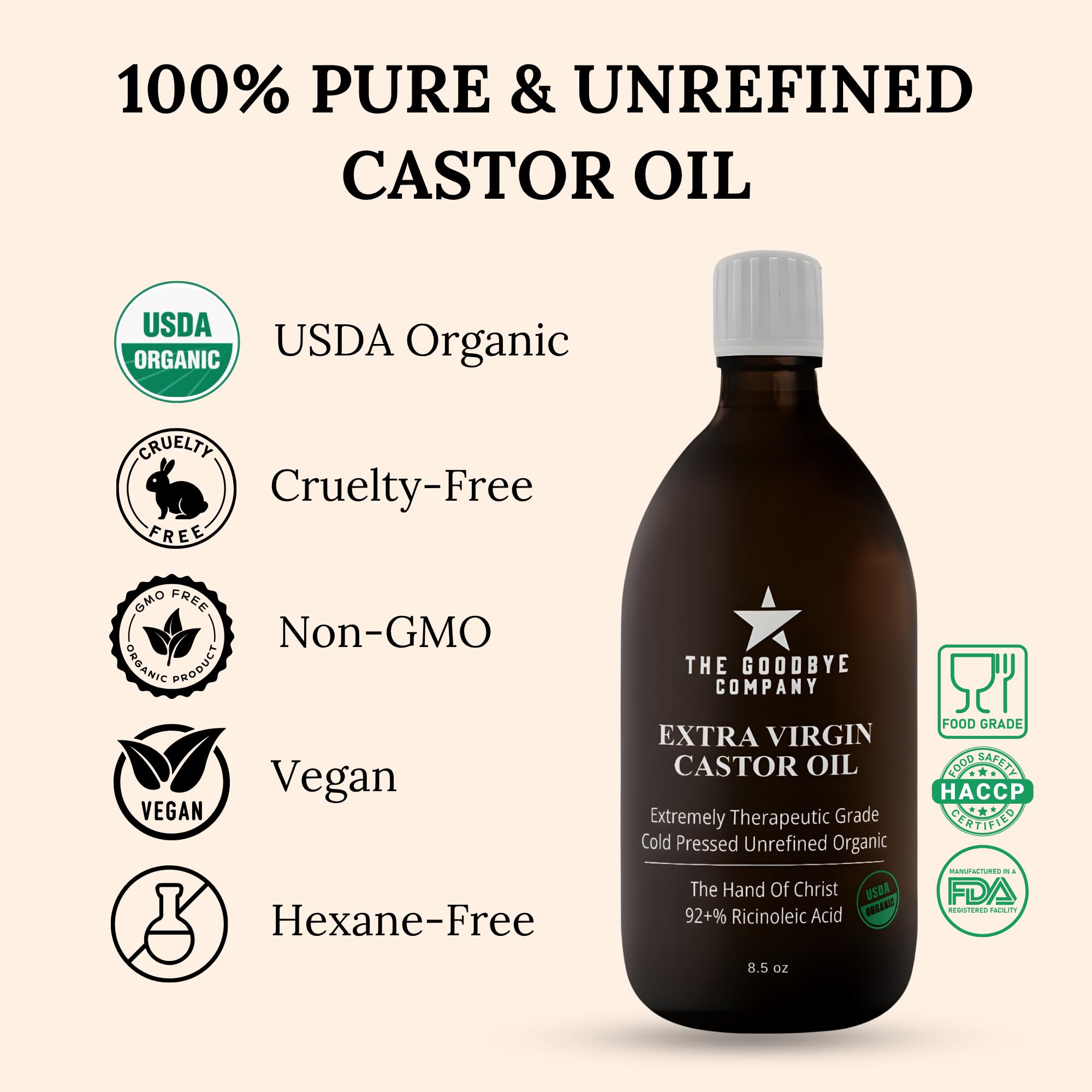 Small-batch, ethically sourced castor oil from Goodbye Company family farms.