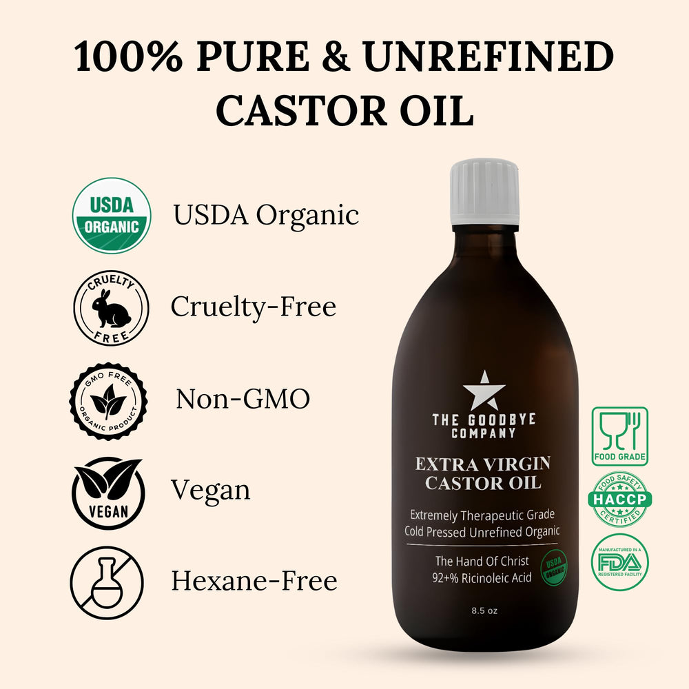 Small-batch, ethically sourced castor oil from Goodbye Company family farms.