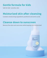 GOONGBE Kids' Bubble Foam texture close-up with soft bubbles and mild fragrance.