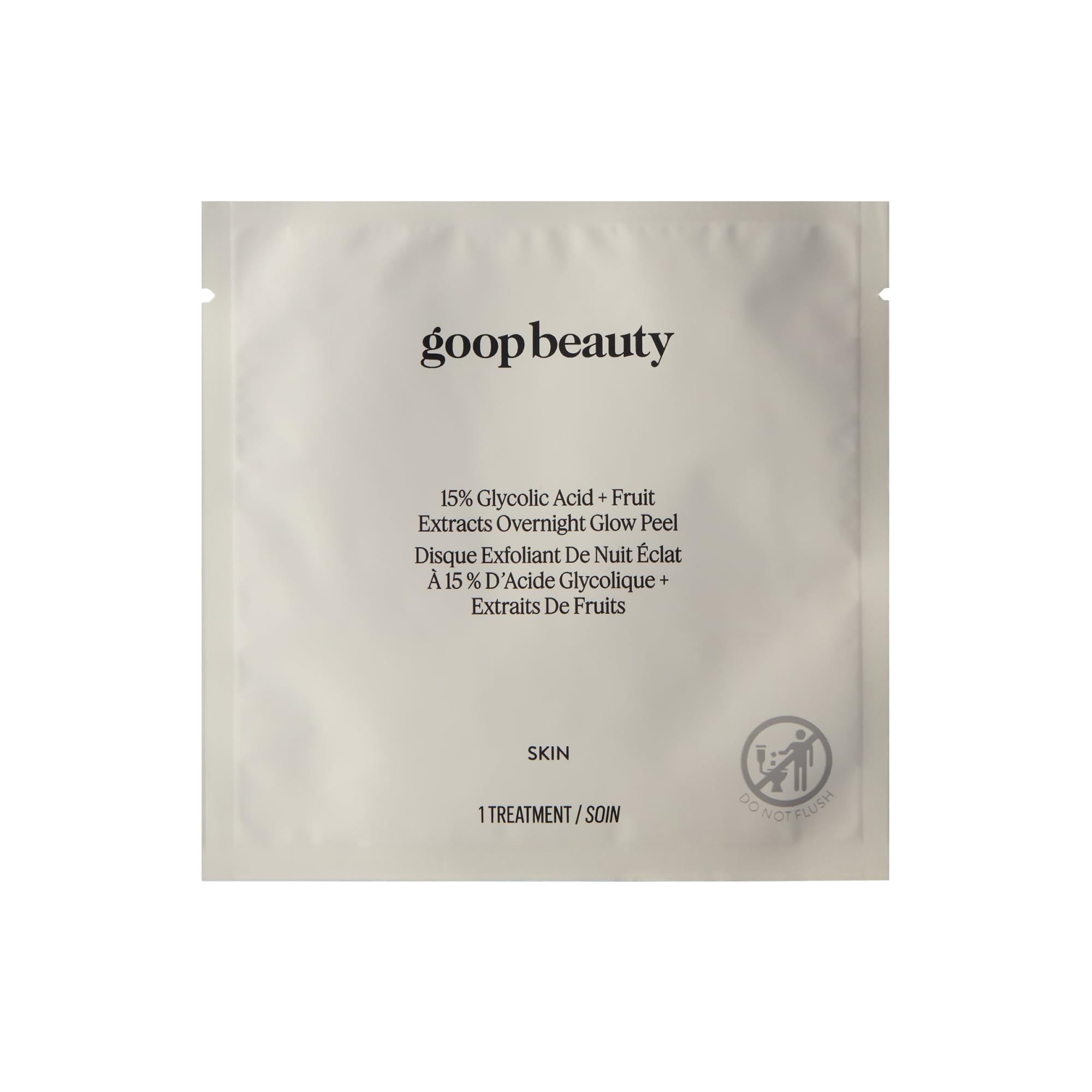Goop Beauty 15% Glycolic Pads bottle pour for at home exfoliation.