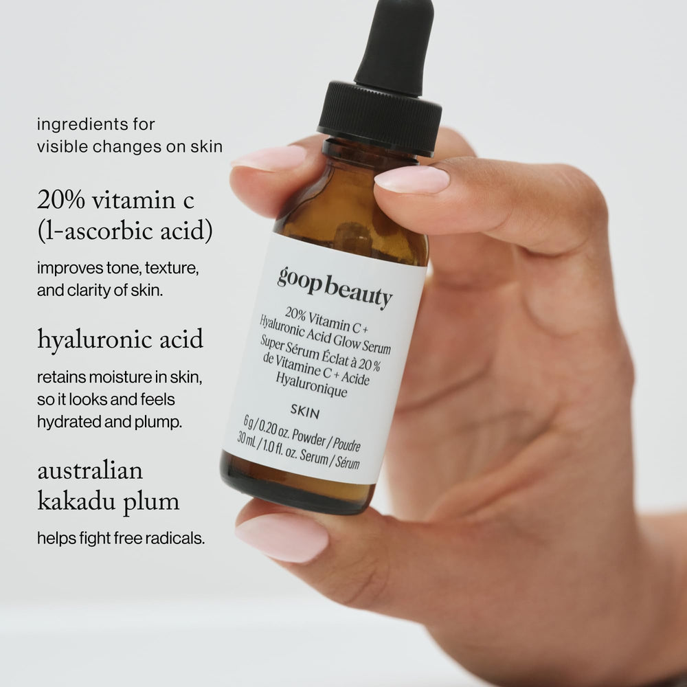 Goop Vitamin C serum dropper-cap close-up for easy daily use