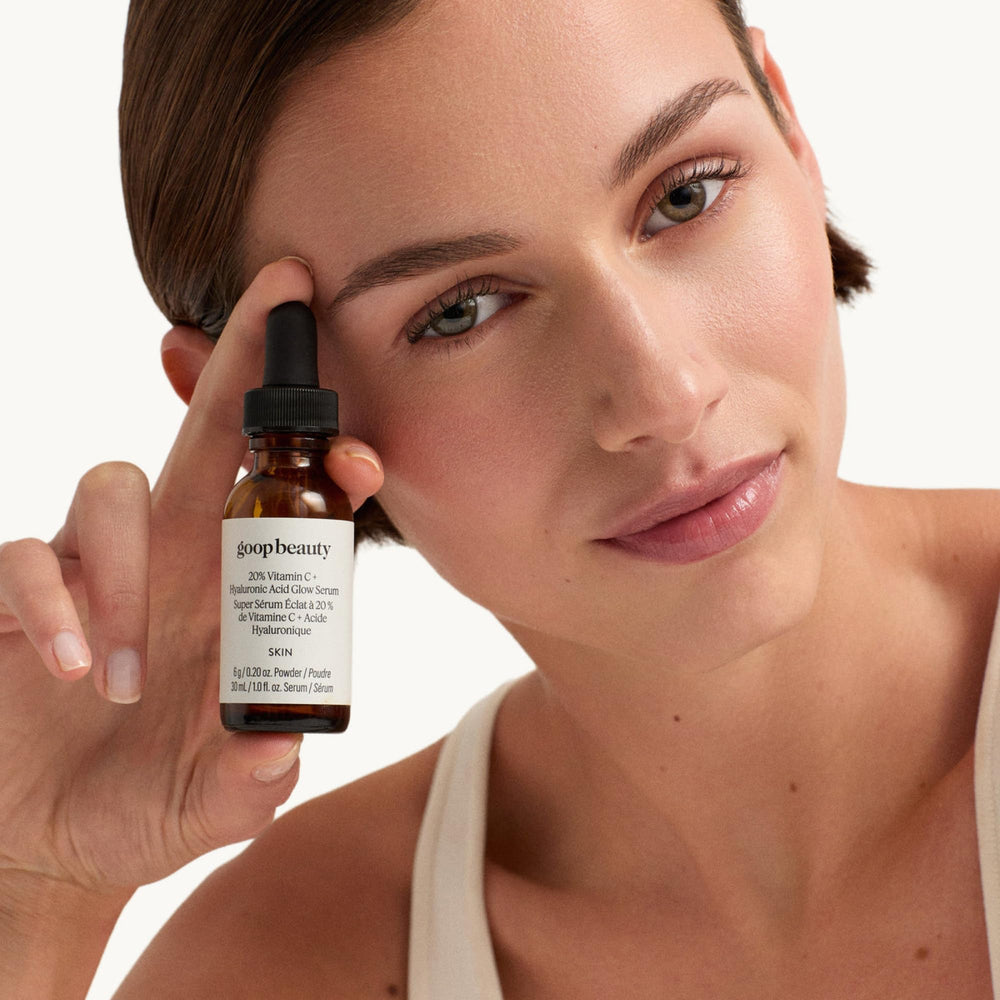 Goop Beauty Serum label detail highlights clean, paraben-free formulation