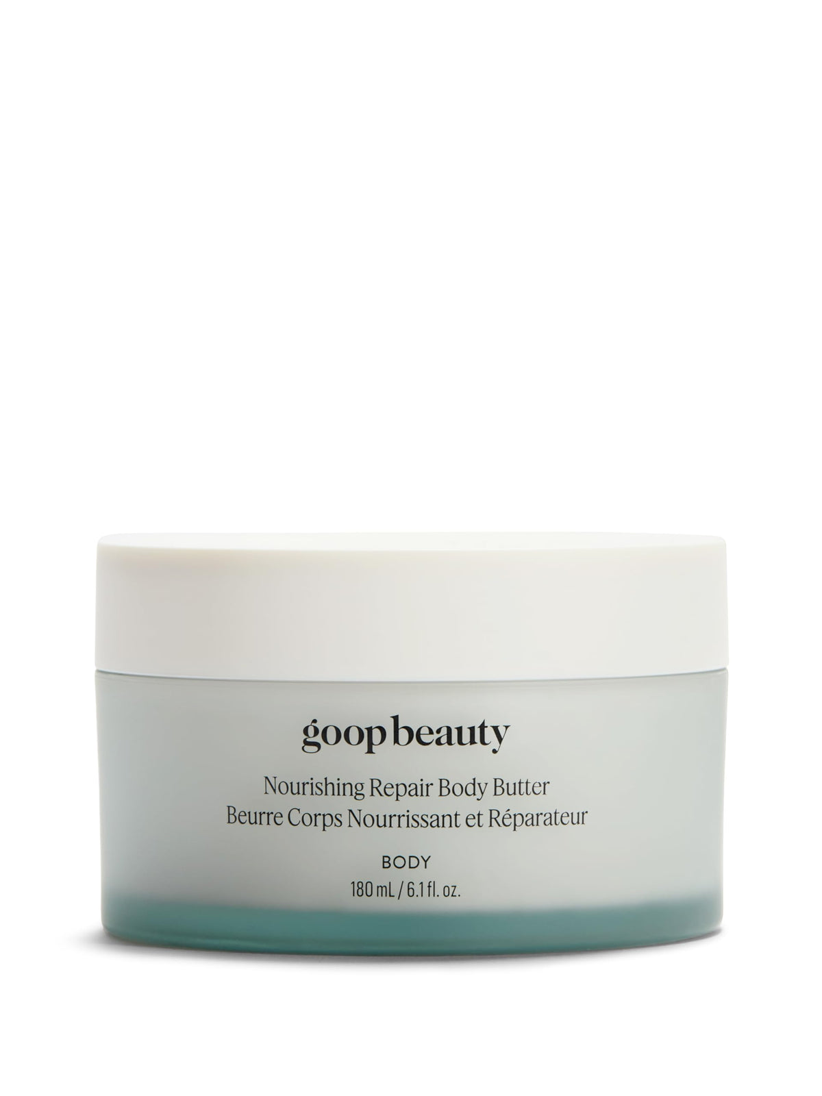 Goop Beauty Body Butter jar close-up highlighting rich hydration