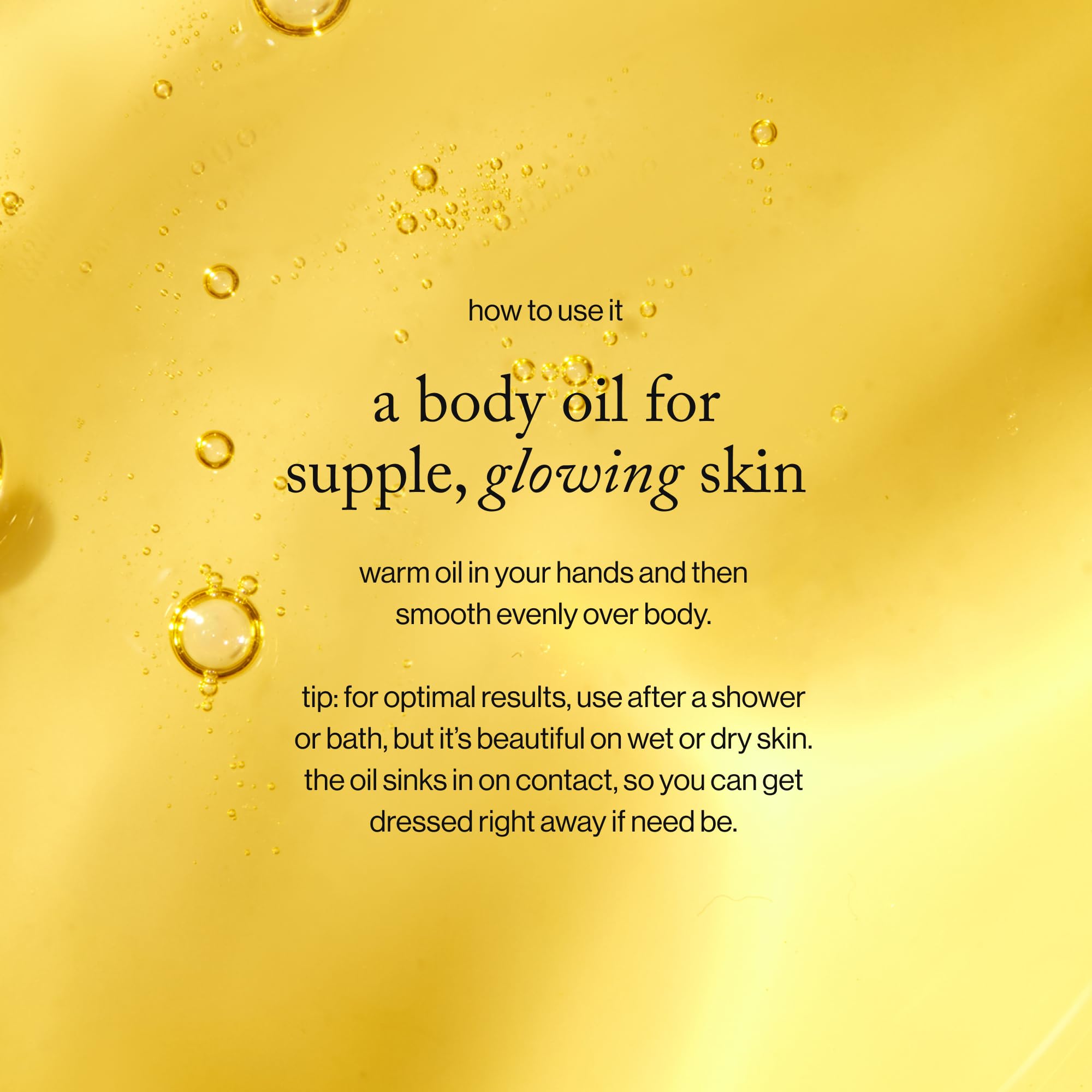 goop Beauty Body Oil glows on skin after application.