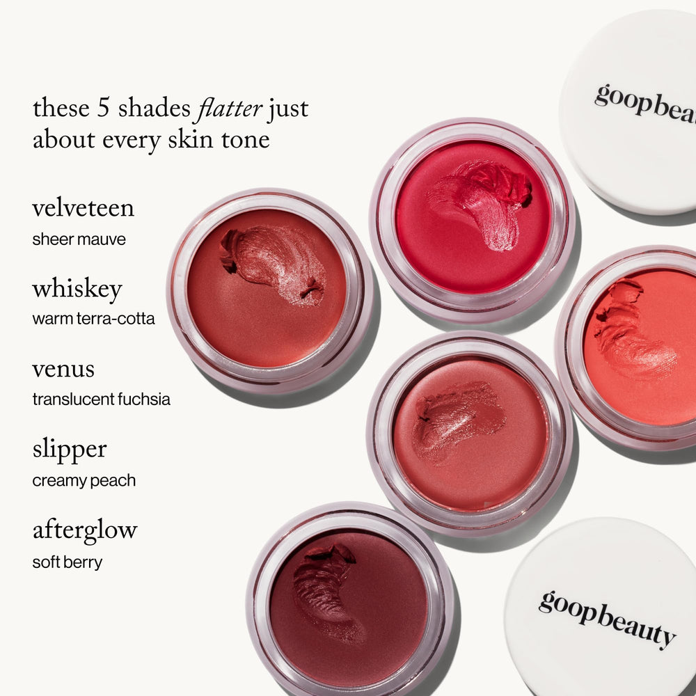 Goop Beauty Cream Blush being applied on cheek for natural color