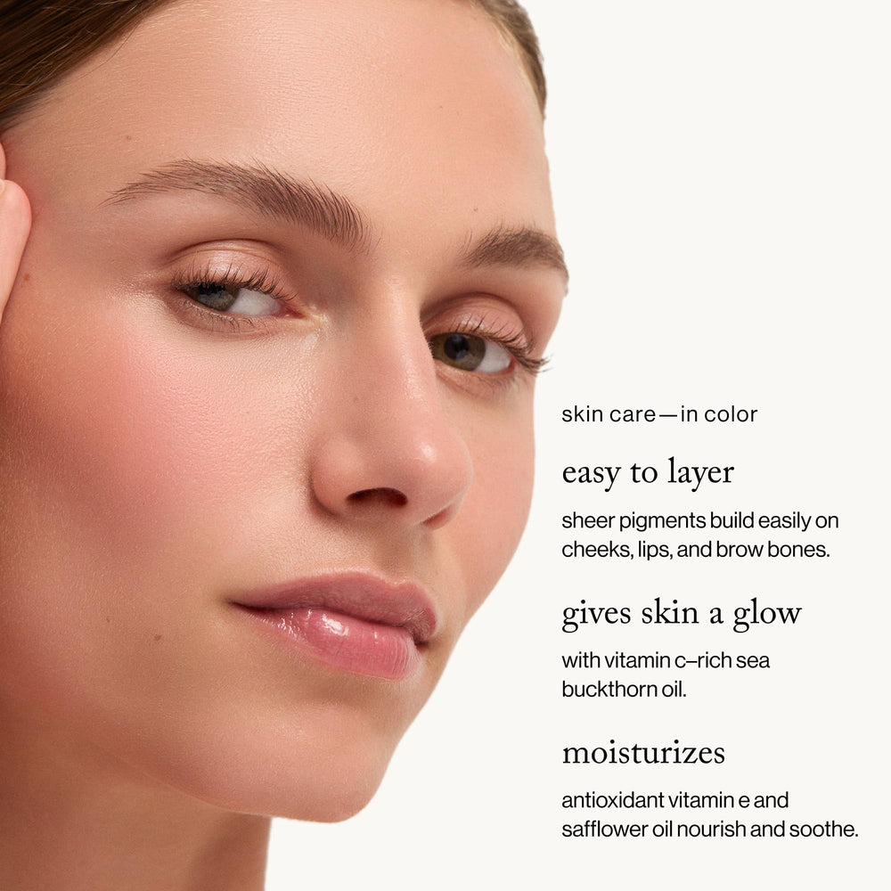 goop Beauty Cream Blush color swatch on cheek showing sheer tint