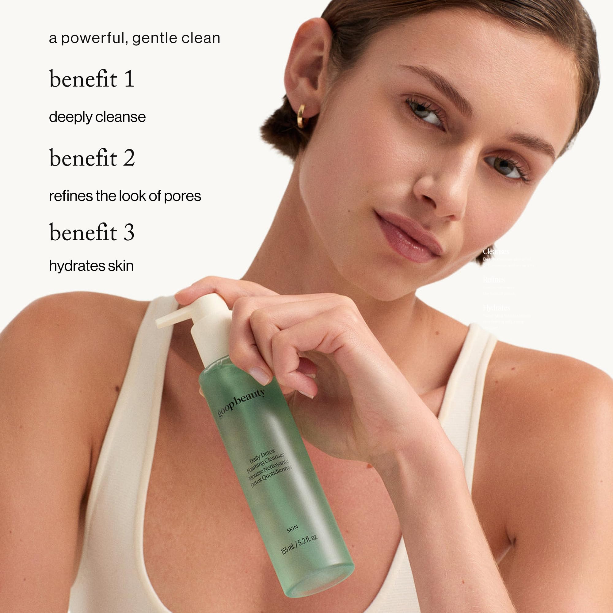Goop Beauty Daily Detox foam texture highlights plush lather for makeup removal