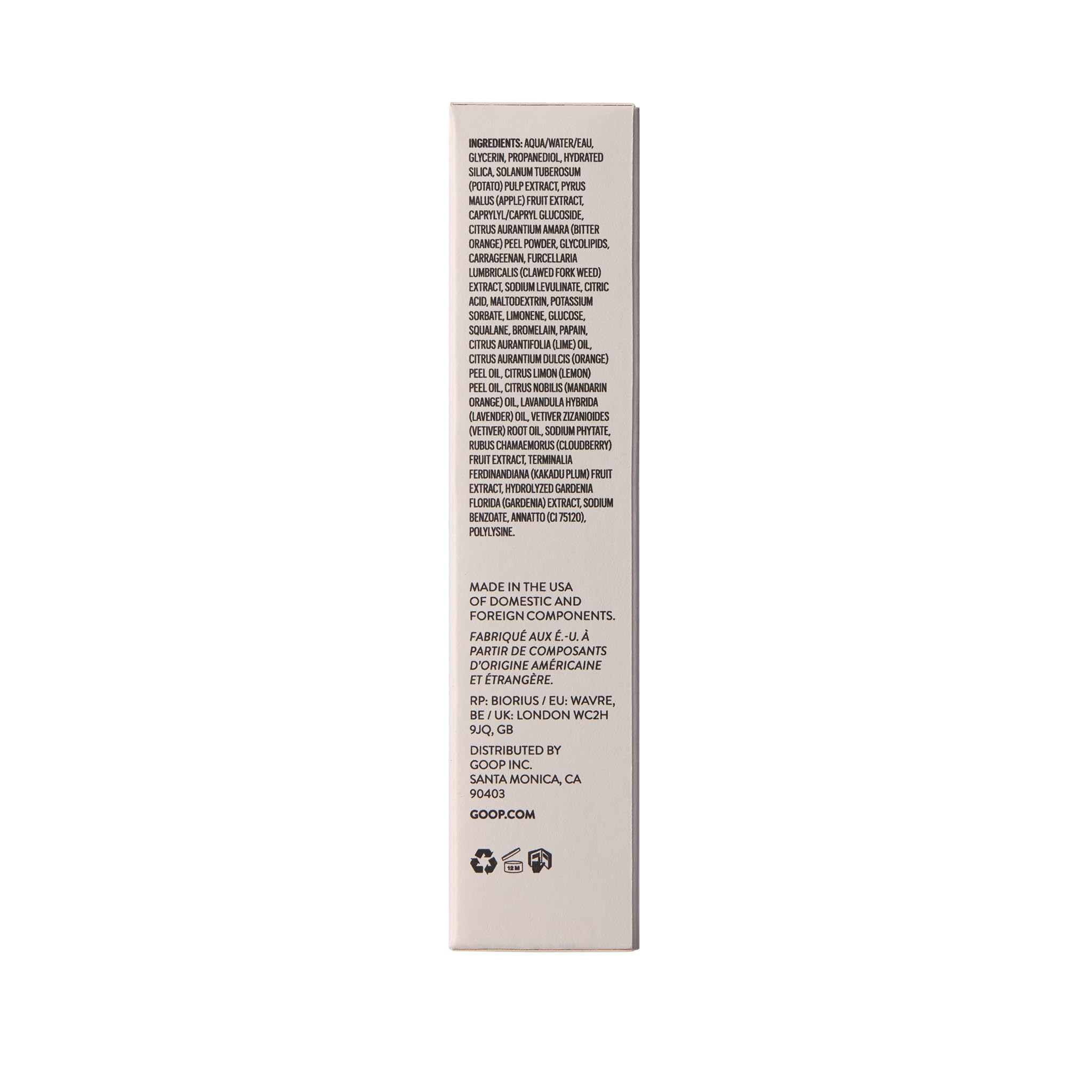 Goop Beauty Exfoliating Jelly Cleanser ingredients with Arctic cloudberry and squalane for vibrant skin.