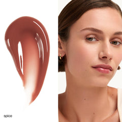 goop Beauty Hydra-Barrier Gel Gloss Spice swatches reveal soft, plump-looking lips