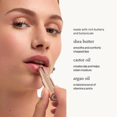 Goop Beauty Lip Balm Trio rose swatch delivers soft, hydrating shine.