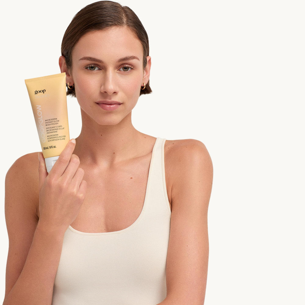 goop Beauty Microderm Body Polish whipped texture clinging and forming a lush lather.