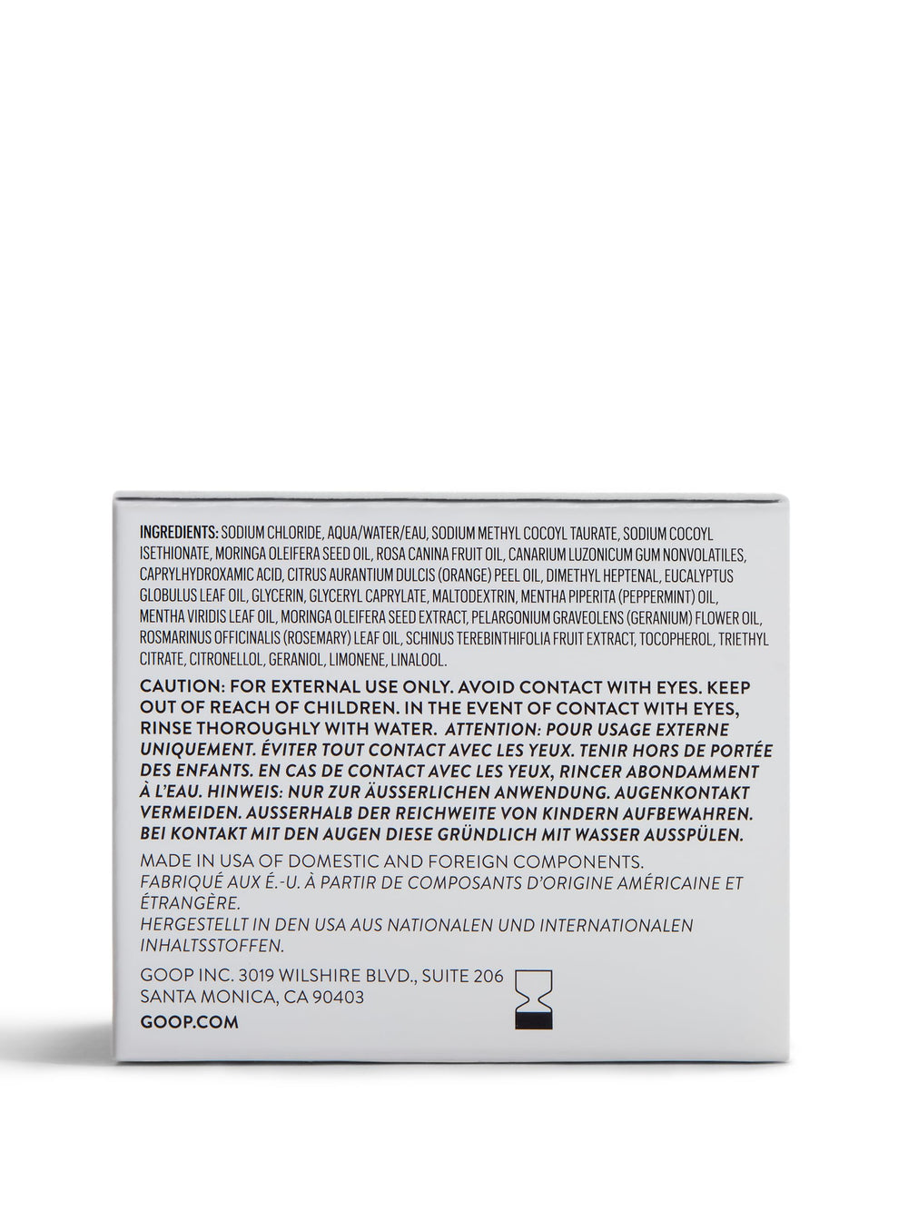 Goop Beauty natural formula label shows paraben-free and cruelty-free ethics