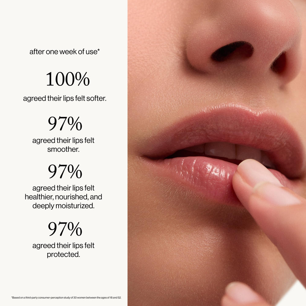 Packaging shot highlights recyclable jar design for daytime or overnight lip care.