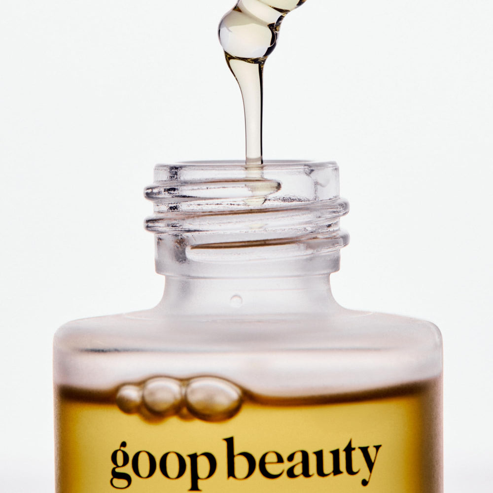 goop Beauty Nutrient Face Oil cacay oil visual emphasizing vitamin A richness