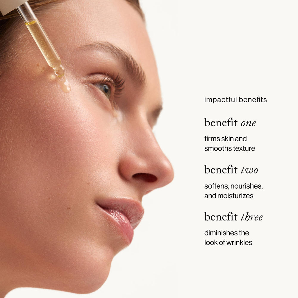 goop Beauty Nutrient Face Oil drop on skin promotes instant moisture and glow