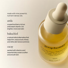 goop Beauty Nutrient Face Oil droplet on skin for even, hydrated application