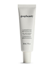 goop Beauty Summertone Bronzing Gel tube closeup showing creamy texture and glow
