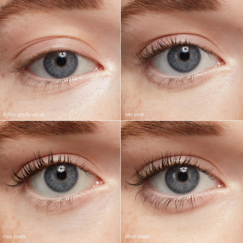Goop Featherlash provides a deep ink-black coating for bold lash definition.