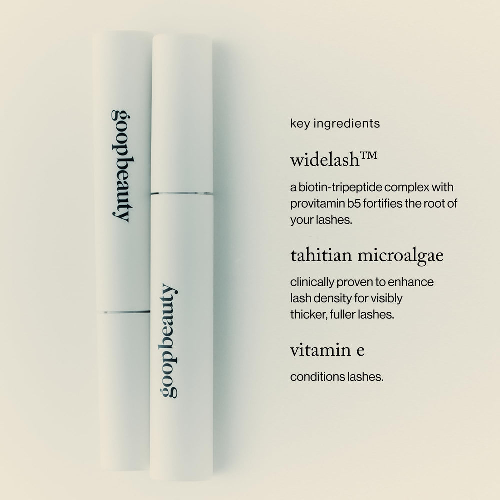 Goop Featherlash wand design with three edges helps separate lashes evenly.