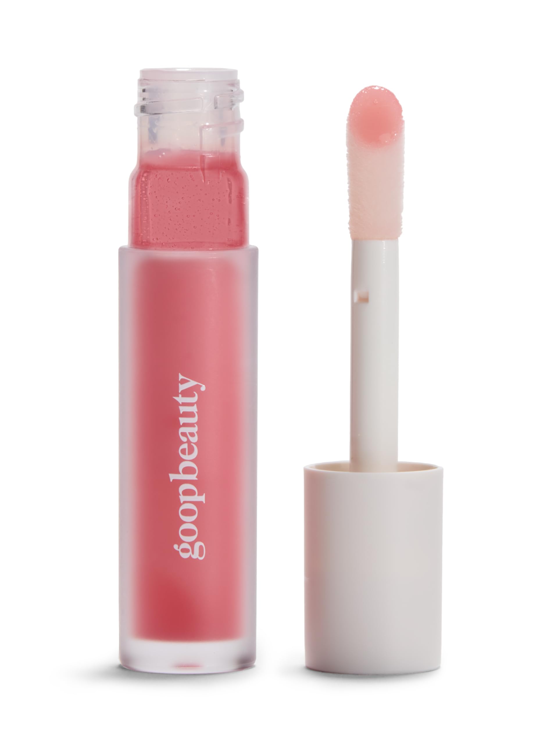 Goop Hydra-Barrier Gloss closeup highlighting hydrating shine for daily lips.