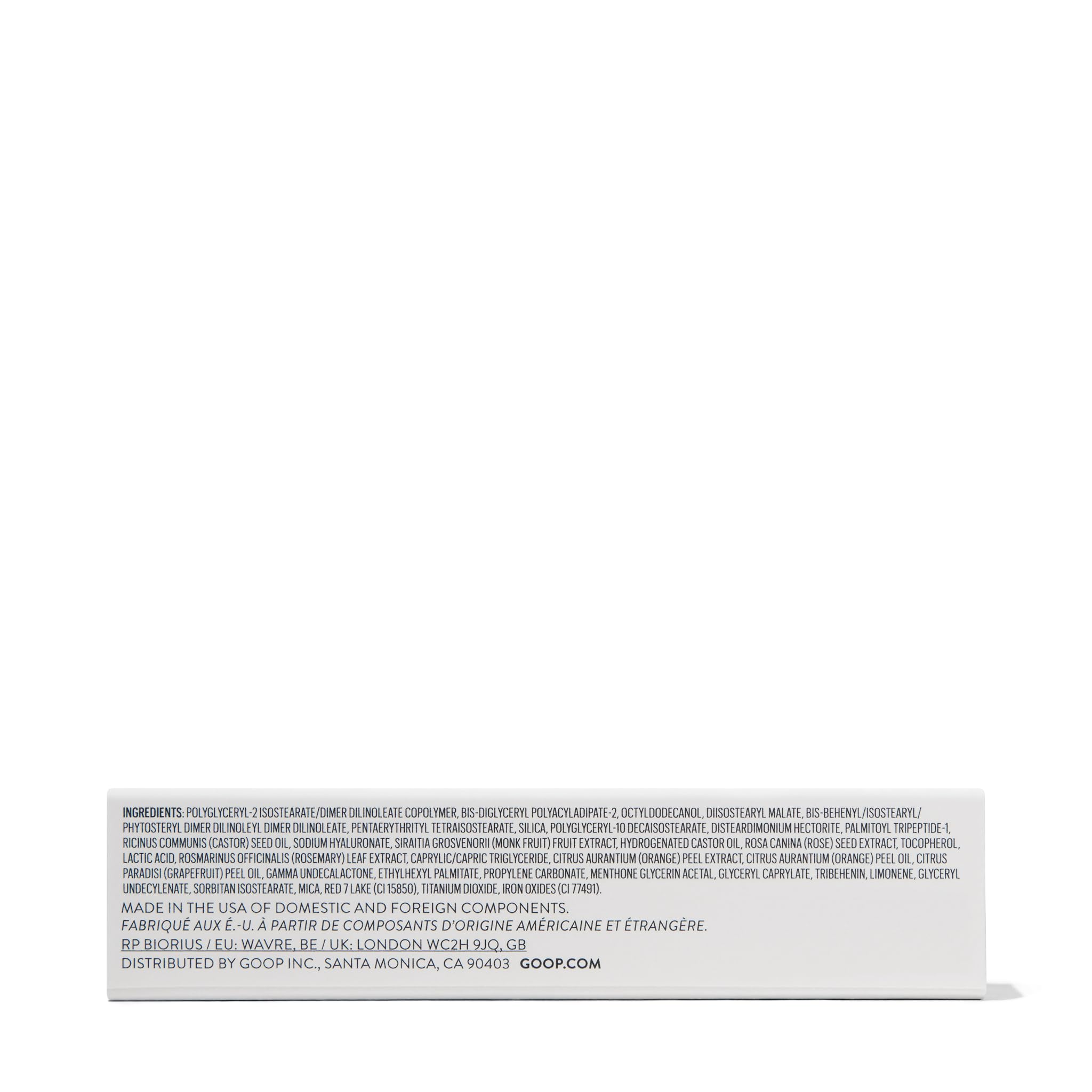 Goop Hydra-Barrier Gloss Fig shade for rich hue and hydration.