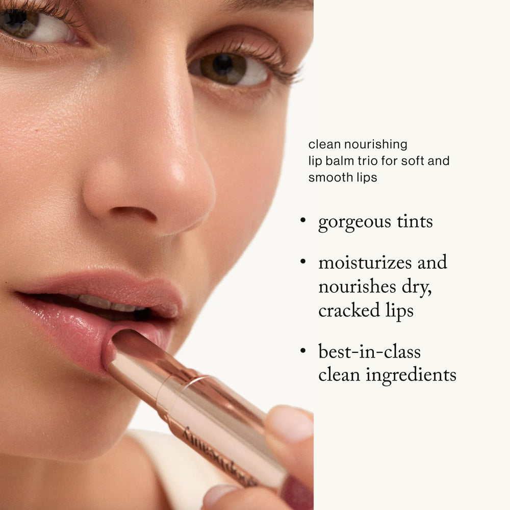 Goop Lip Balm Trio Peony with sheer pink tint and nourishing moisture