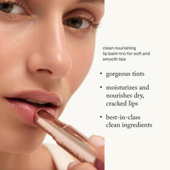 Goop Lip Balm Trio Peony with sheer pink tint and nourishing moisture