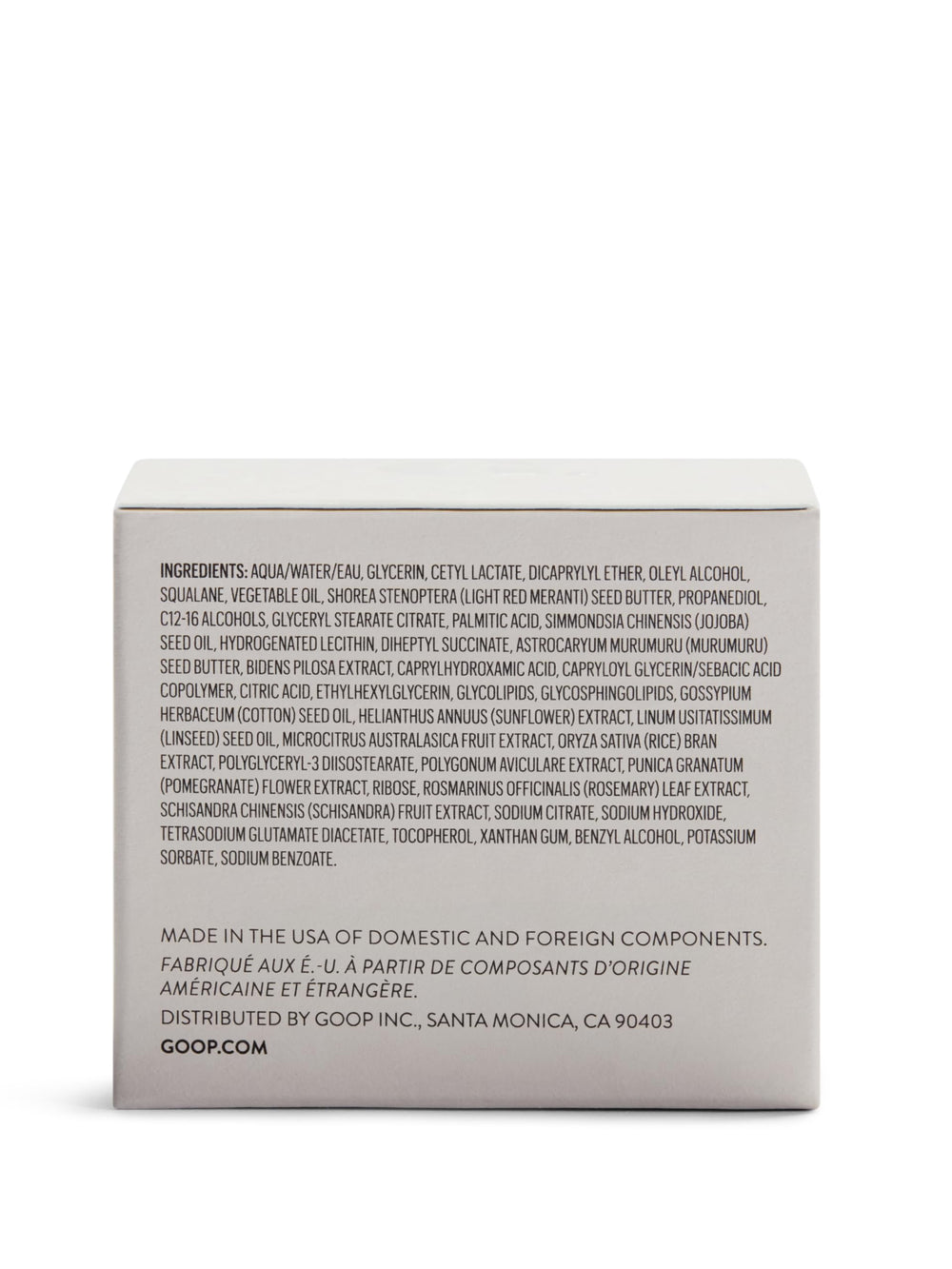 Goop Nourishing Face Cream 1.7 oz jar on bathroom shelf.