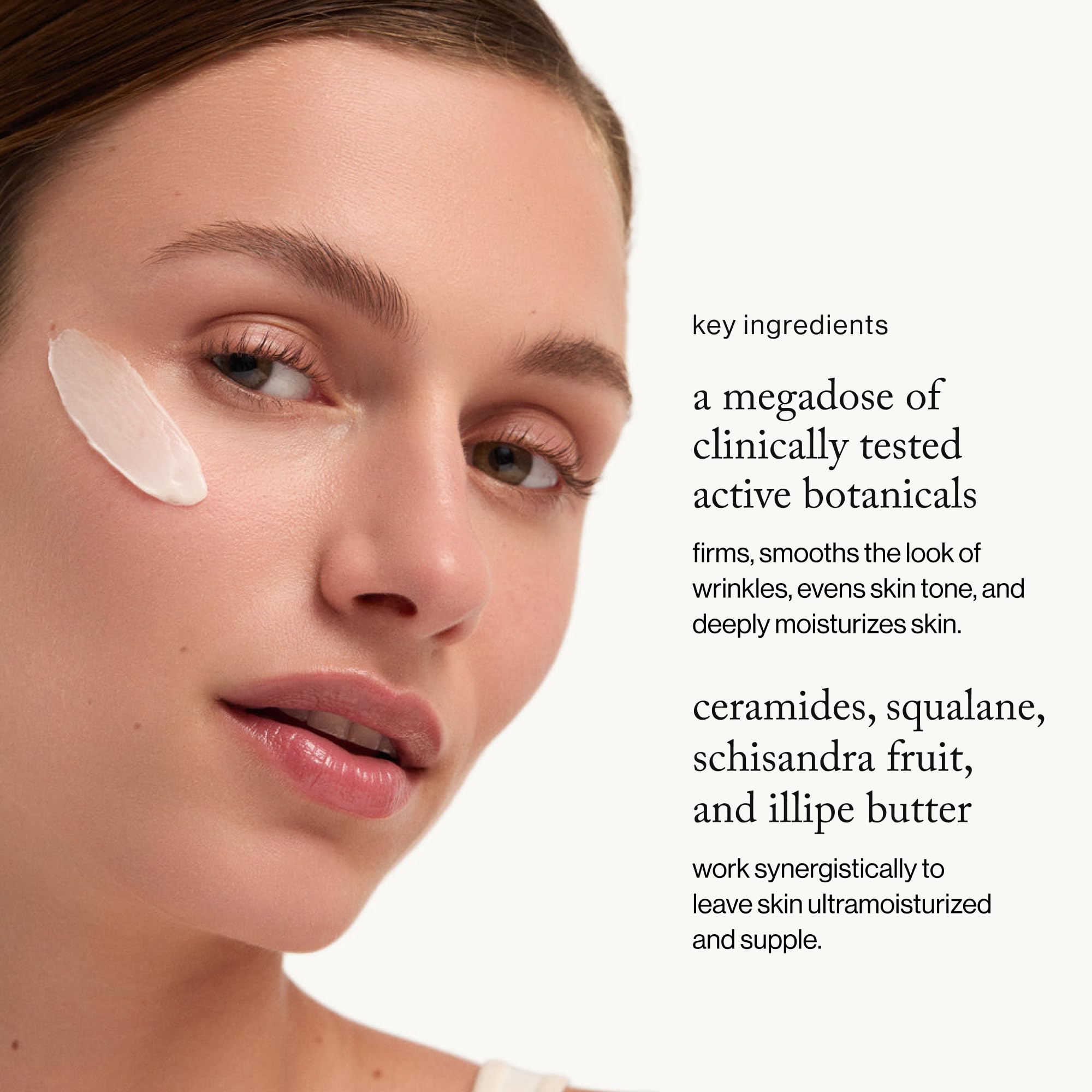 Goop Nourishing Face Cream texture close-up during application for smooth skin.