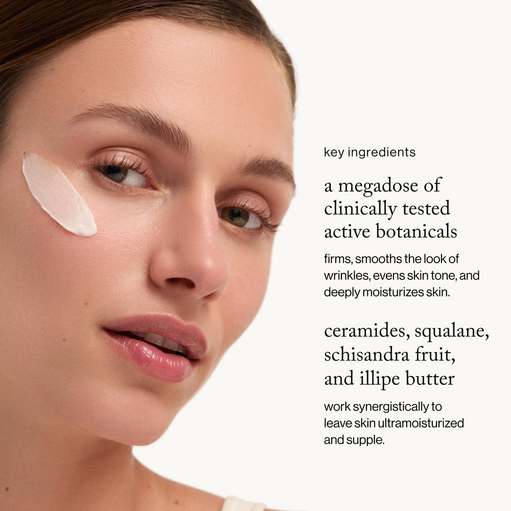 Goop Nourishing Face Cream texture close-up during application for smooth skin.