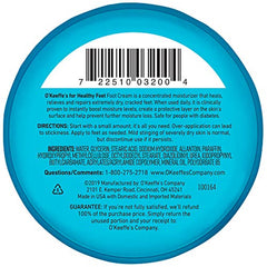 Close-up of O'Keeffe's Healthy Feet jar showing thick moisturizing formula.