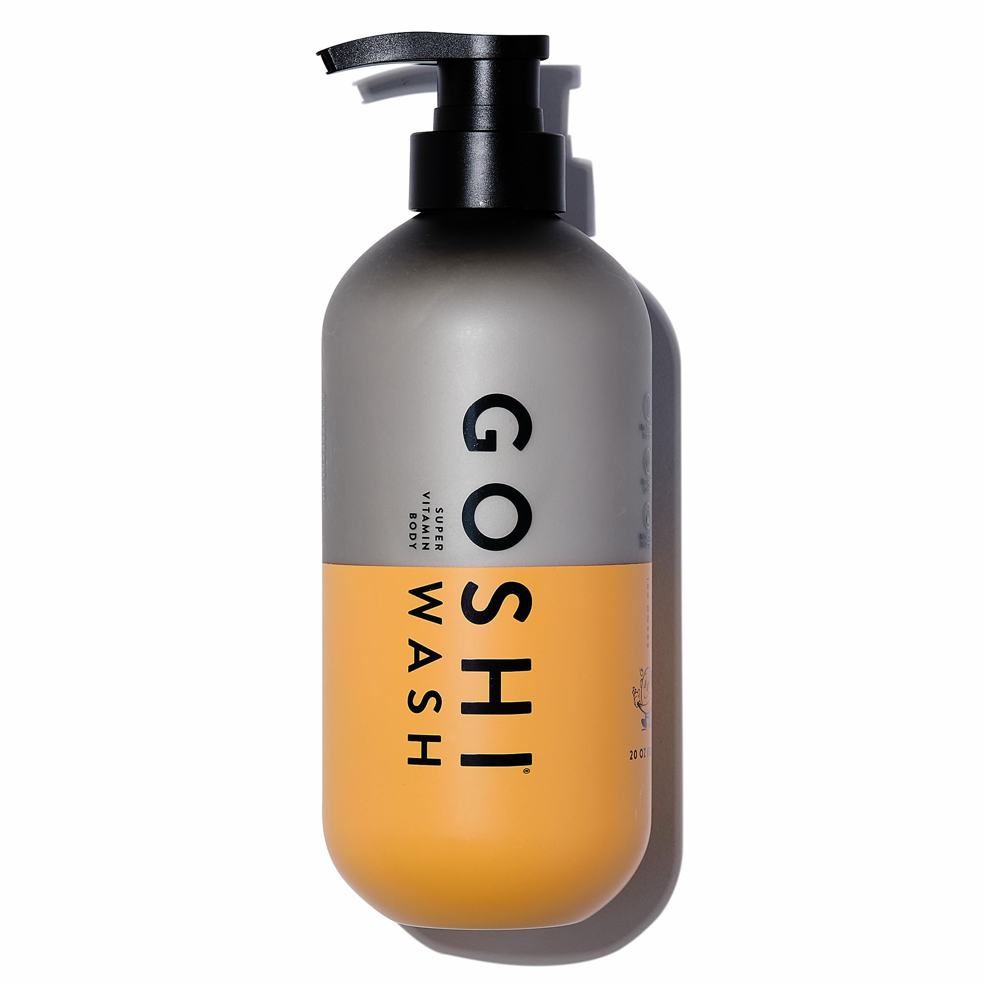 GOSHI Super Vitamin Body Wash bottle pour shows easy, concentrated cleansing for all skin types.