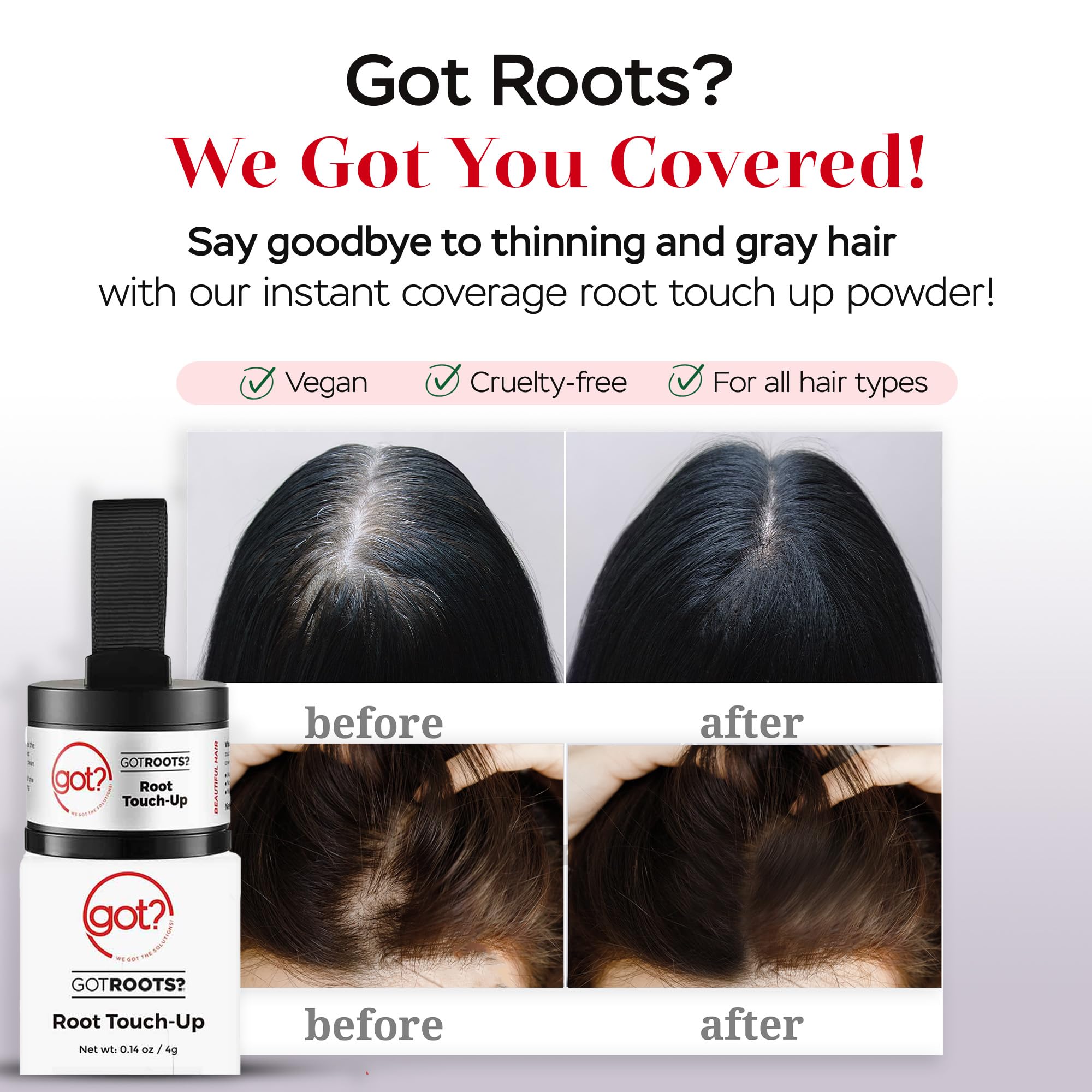 Got? Roots pigment-infused binding powder delivers long-lasting gray hair coverage