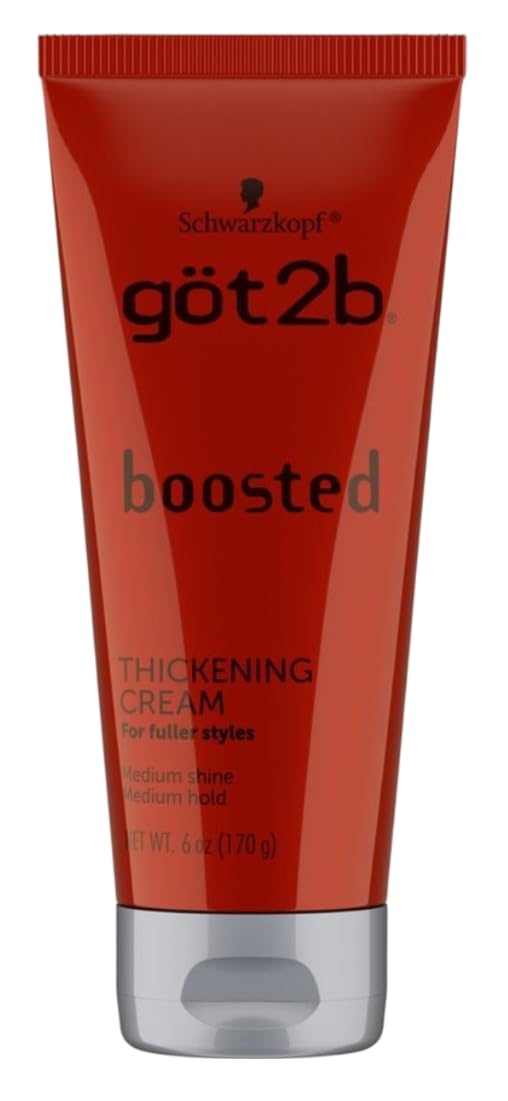 Got2B Boosted Thickening Cream tube back view with label and usage guidance