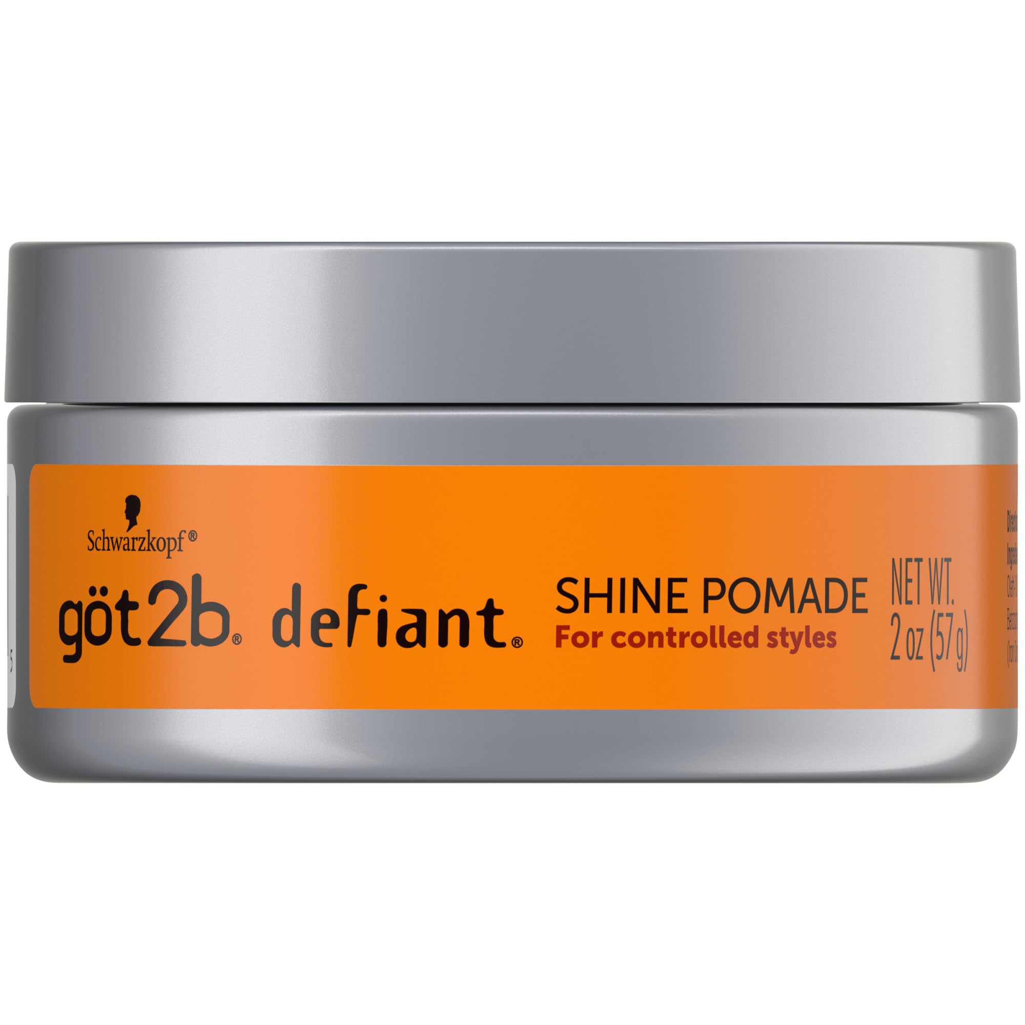 Got2b Defiant Shine Pomade tin front with a high-gloss finish for your look.