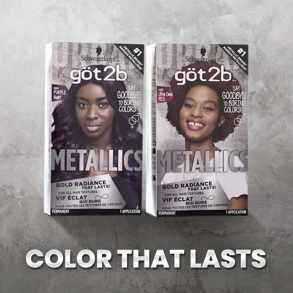 Got2B Metallics Deep Red shade on model showcasing head-turning radiance.