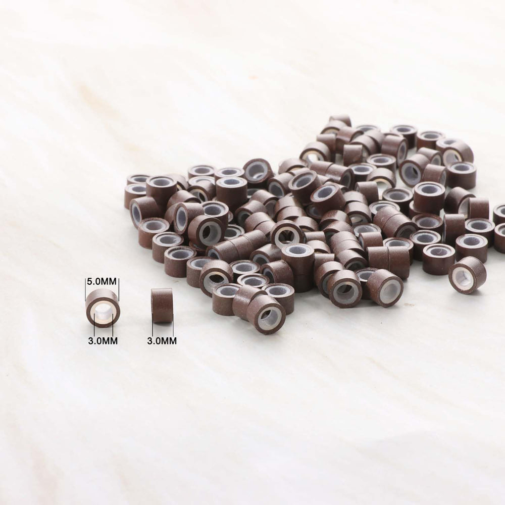 GOTDYA brown beads designed for feather and tinsel extensions.