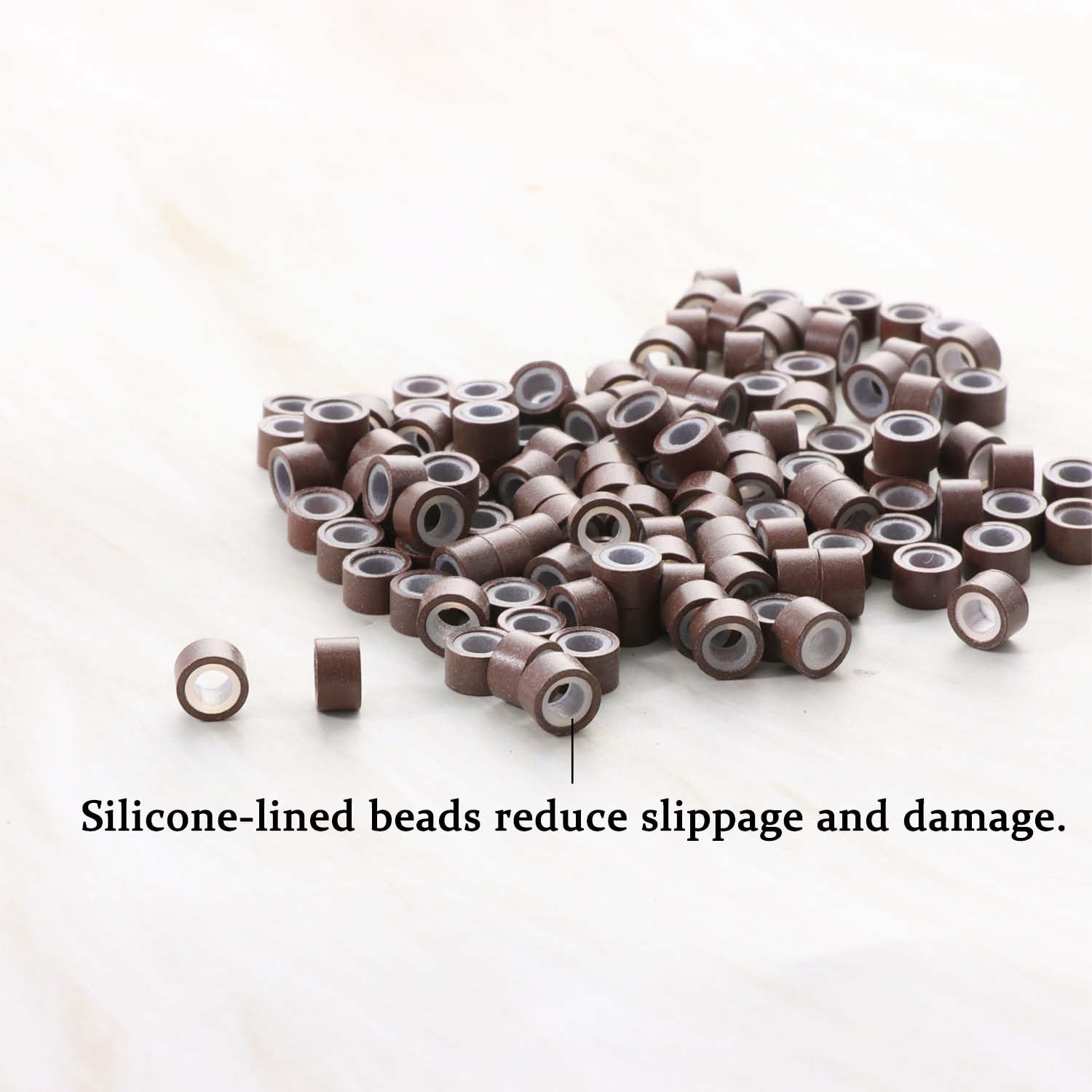 GOTDYA microlink I-tip beads closeup show a discreet installation.