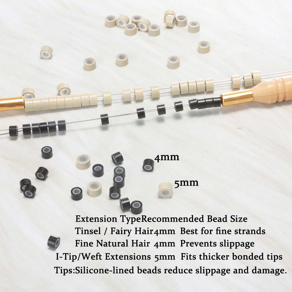 GOTDYA silicone-lined micro rings protect hair during attachment.