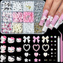 GOTPE 3D bow charm enhances chic nail art designs.