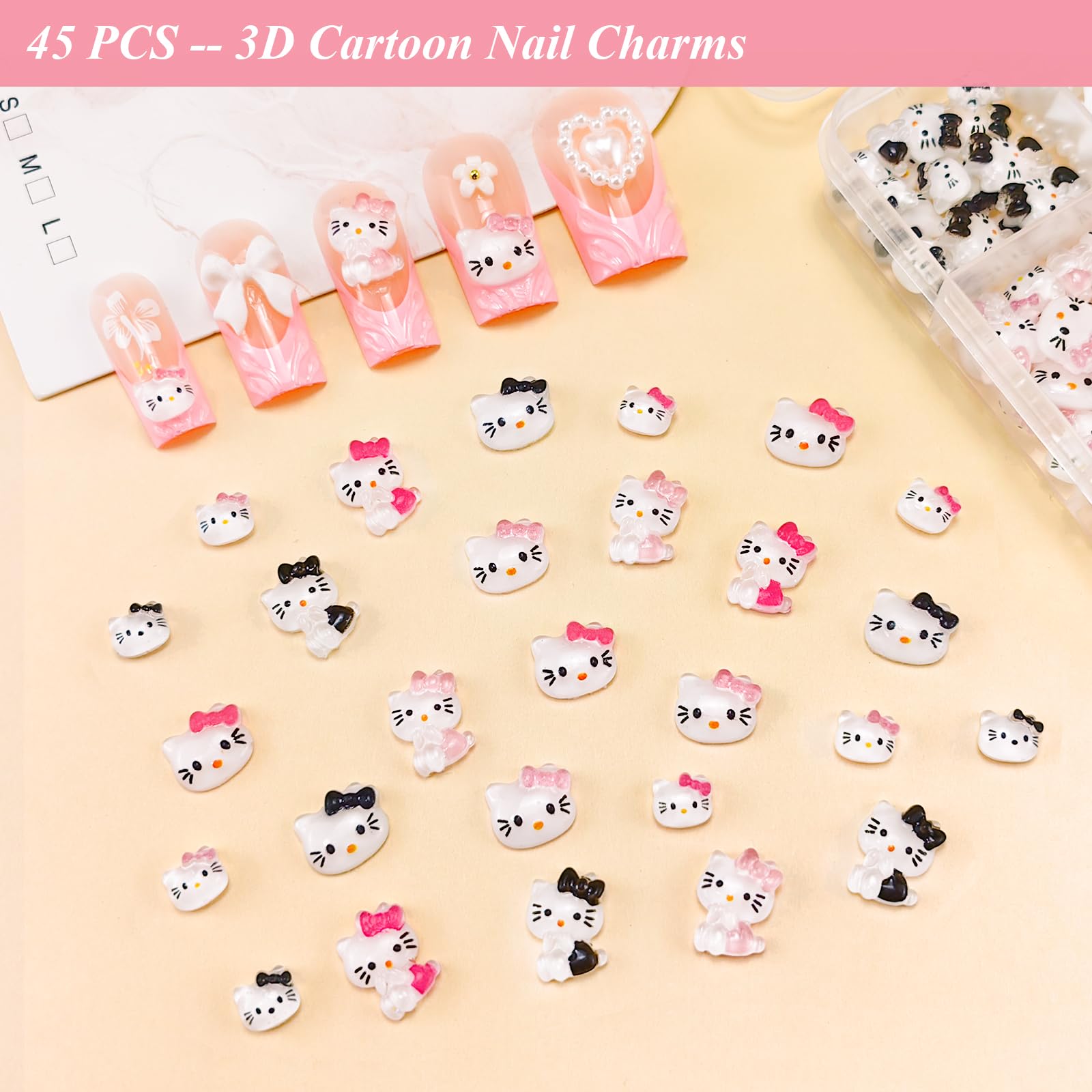 GOTPE 3D flowers charm adds playful nail accents.