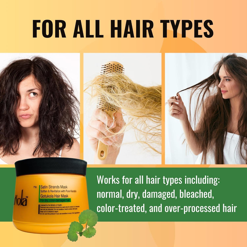 Application of Gotukola Keratin Restorative Mask on hair for detangling and smoothness