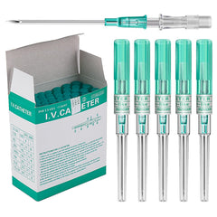 Gouevn 50-pack 18G catheter piercing needles in vacuum-sealed packaging for safe use