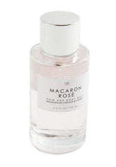 Gourmand Macaron Rose bottle pour, long-lasting floral scent for hair and body.