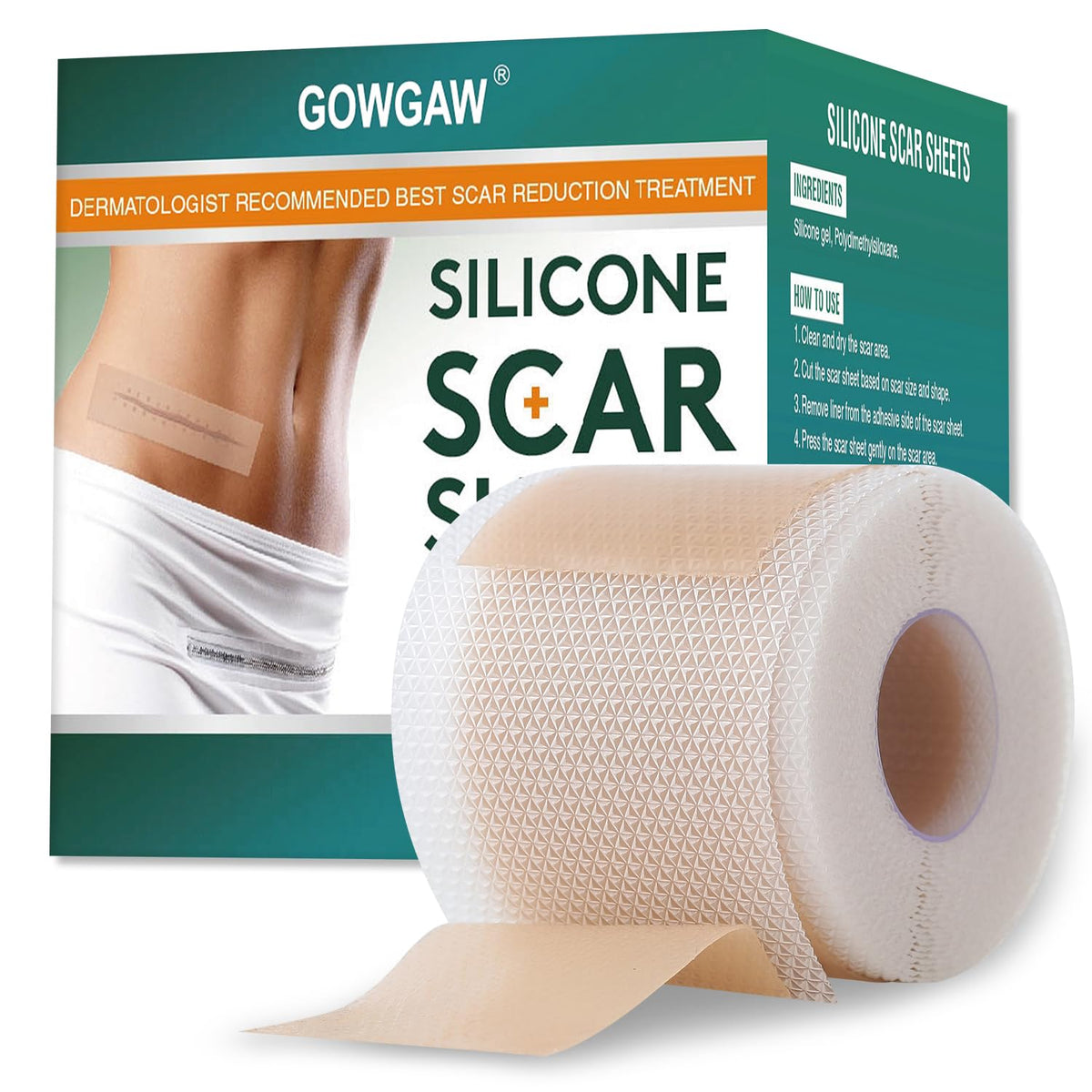 Gowgaw silicone scar tape roll 1.6x60 for long-lasting scar management