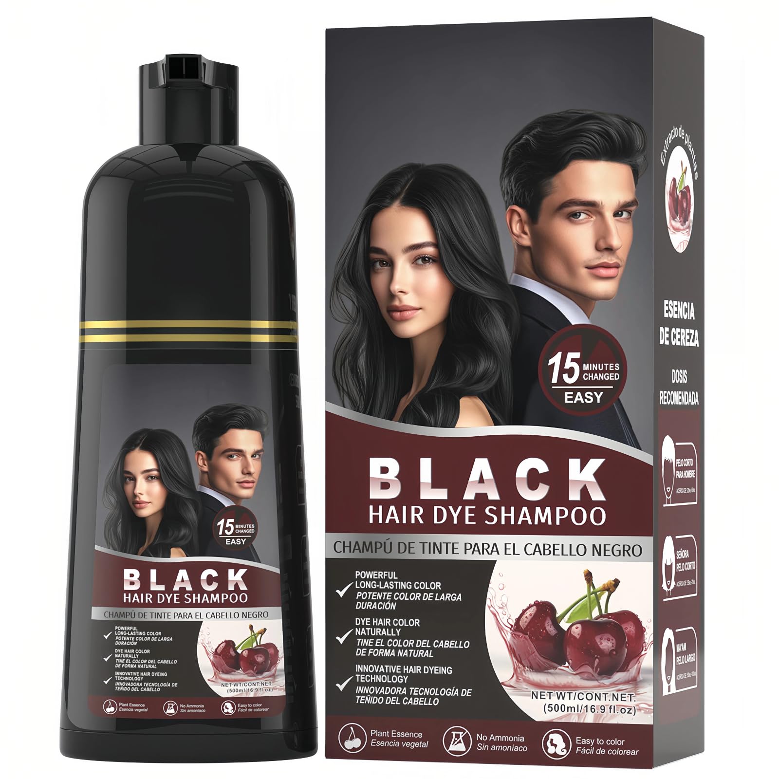 gowwim Black Hair Dye Shampoo bottle ready for instant gray coverage