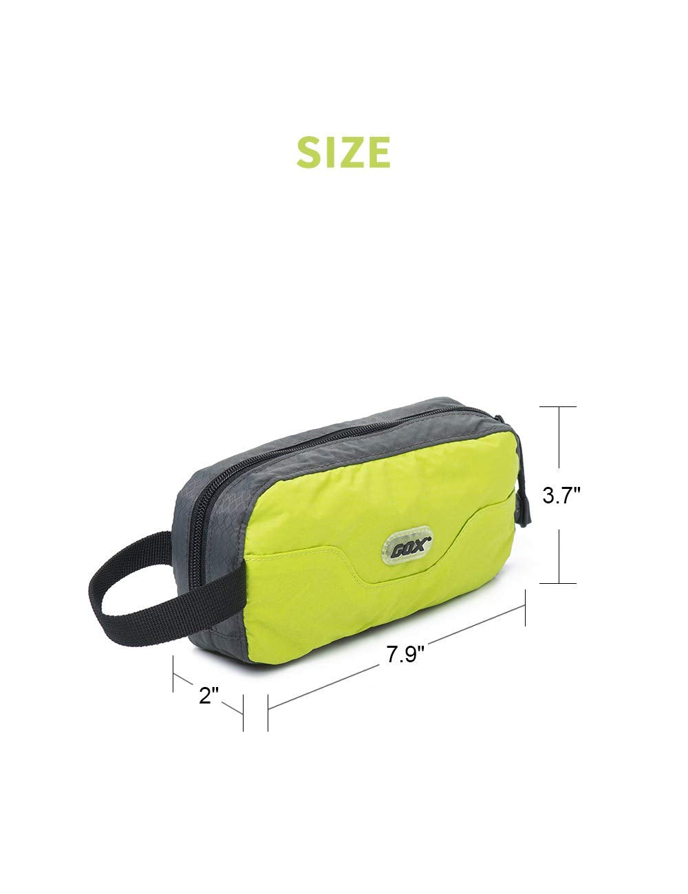 GOX Travel Small Toiletry Bag green 70D nylon construction is durable yet lightweight