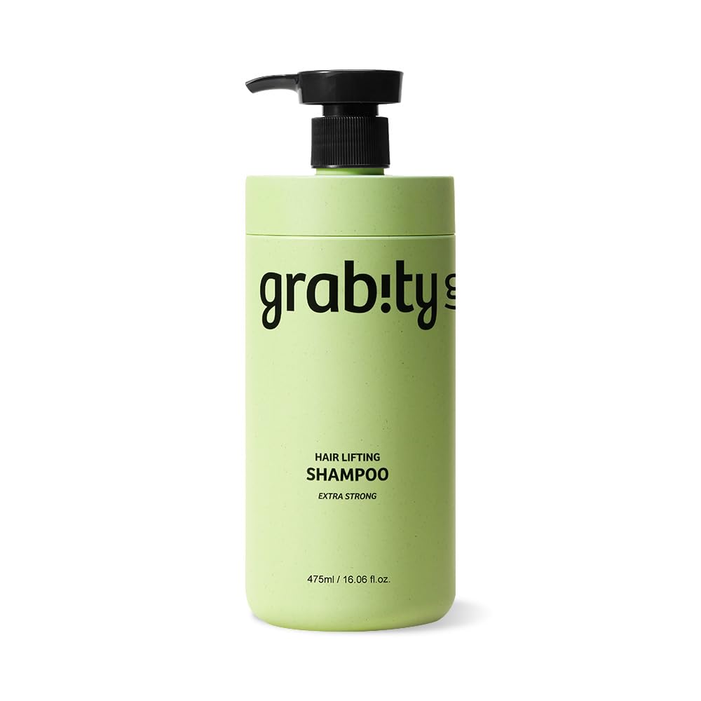 Grabity G0.0 Hair Lifting Shampoo bottle showcases a sulfate-free formula for fuller hair.