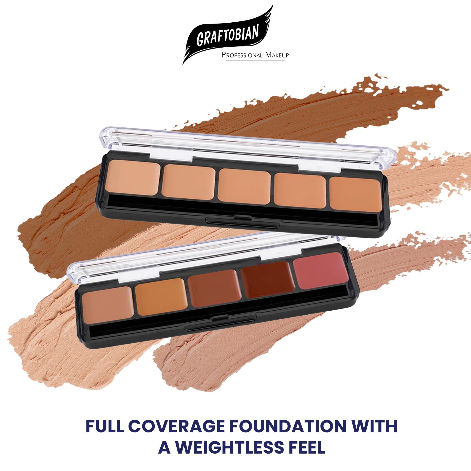 Compact open layout of Graftobian Warm #3 palette for on-the-go use
