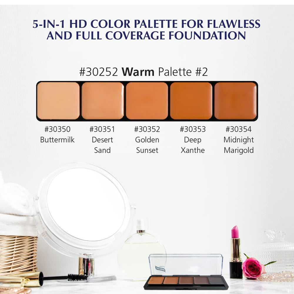 Close-up of concealing and blemish coverage with Graftobian palette